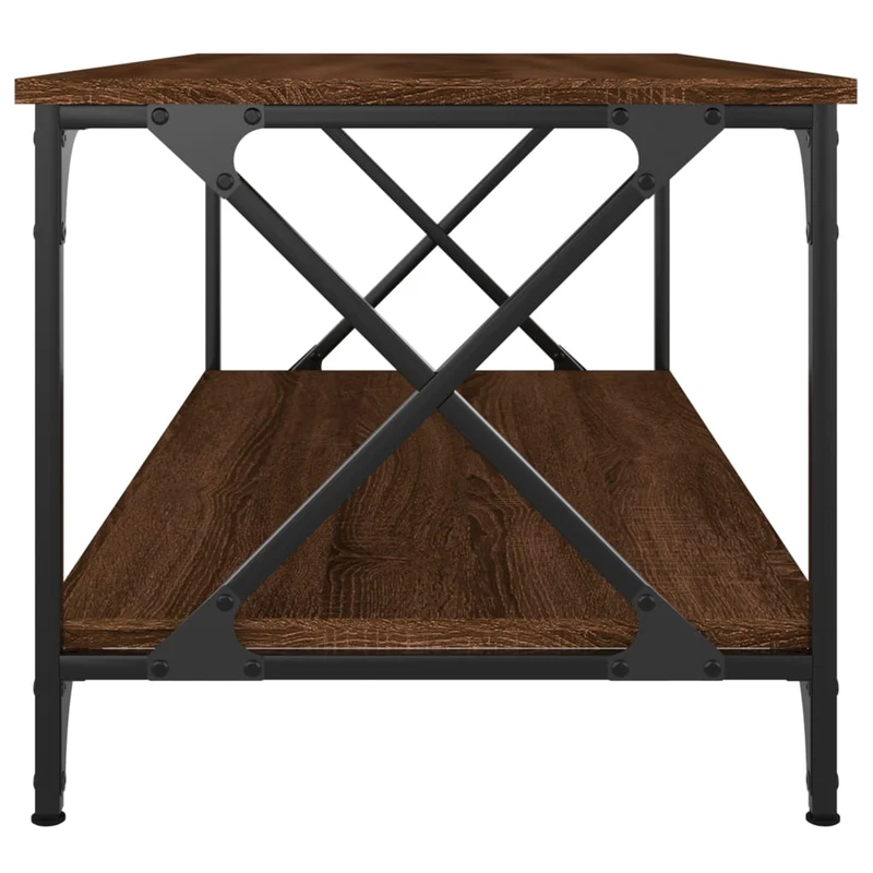 Table basse avec étagère design industriel 100 x 50 x 45 cm bois d'ingénierie marron et fer DEC038594