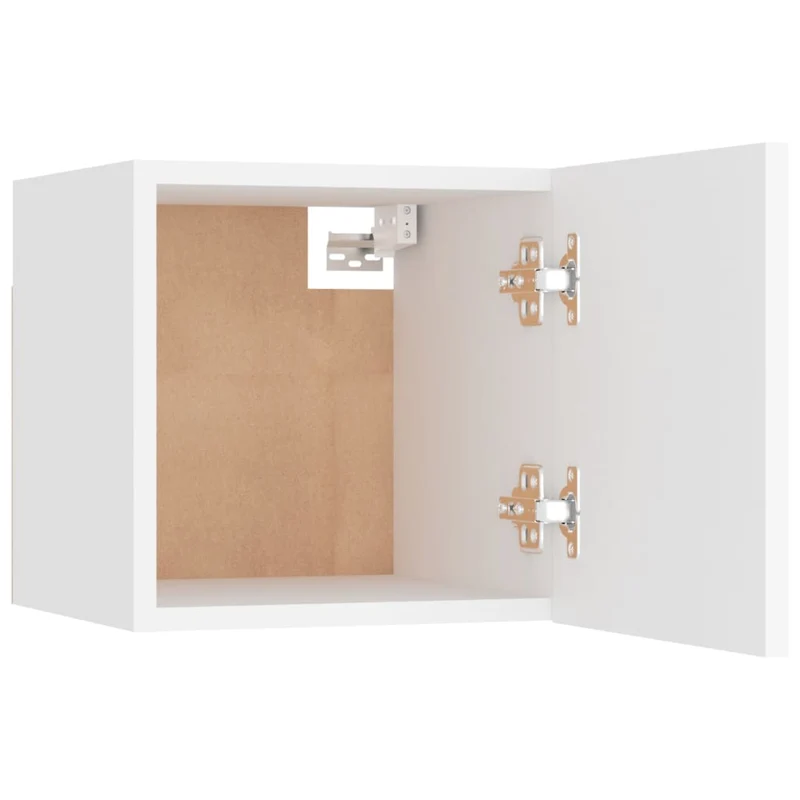 Lot de 2 tables de chevet mural avec compartiment avec porte 30,5 x 30 x 30 cm bois d'ingénierie blanc DEC034849