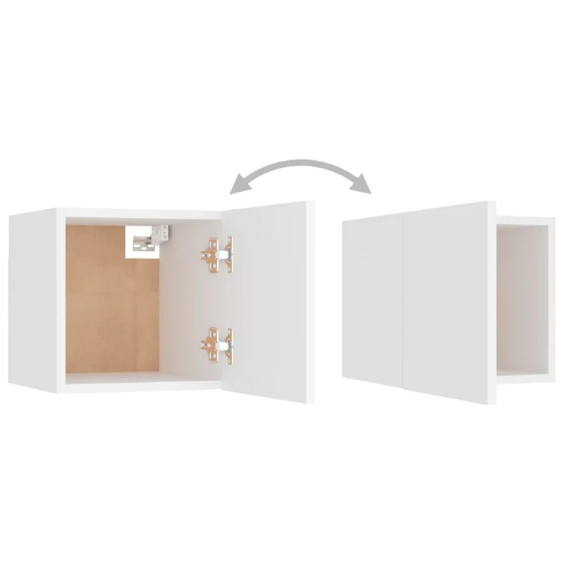 Lot de 2 tables de chevet mural avec compartiment avec porte 30,5 x 30 x 30 cm bois d'ingénierie blanc DEC034849