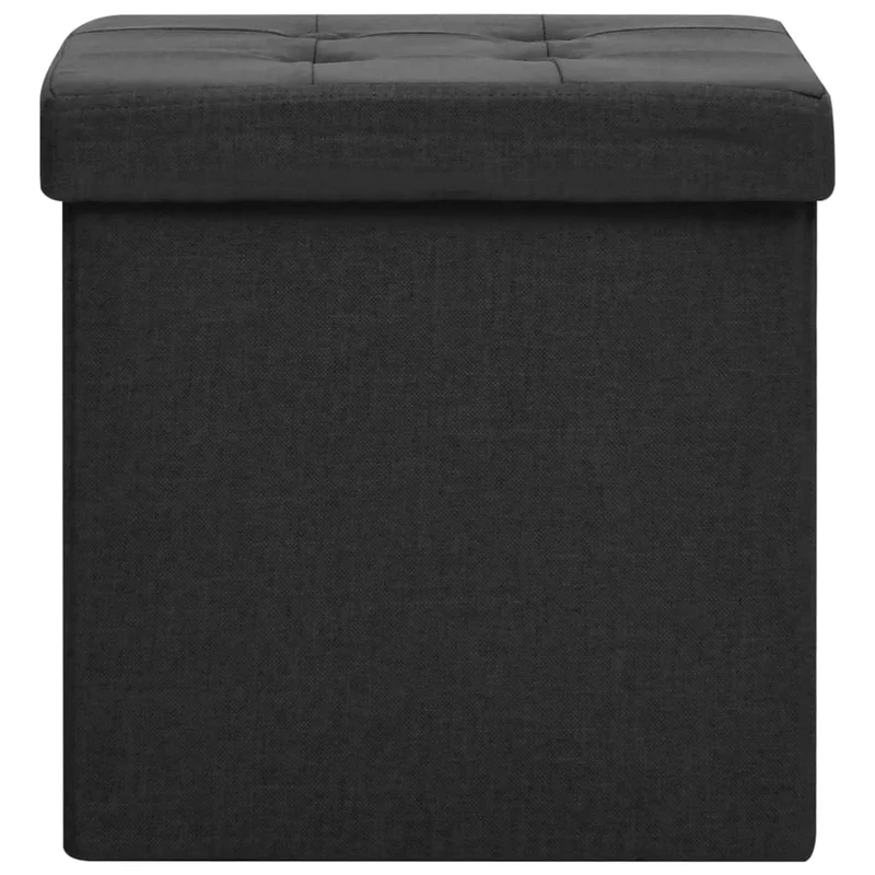 Tabouret assise pouf de rangement 38 x 38 x 38 cm pliable en tissu noir DEC026351
