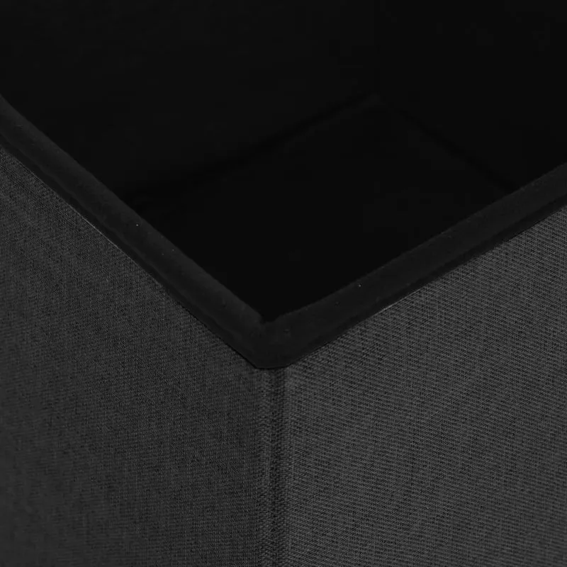 Tabouret assise pouf de rangement 38 x 38 x 38 cm pliable en tissu noir DEC026351