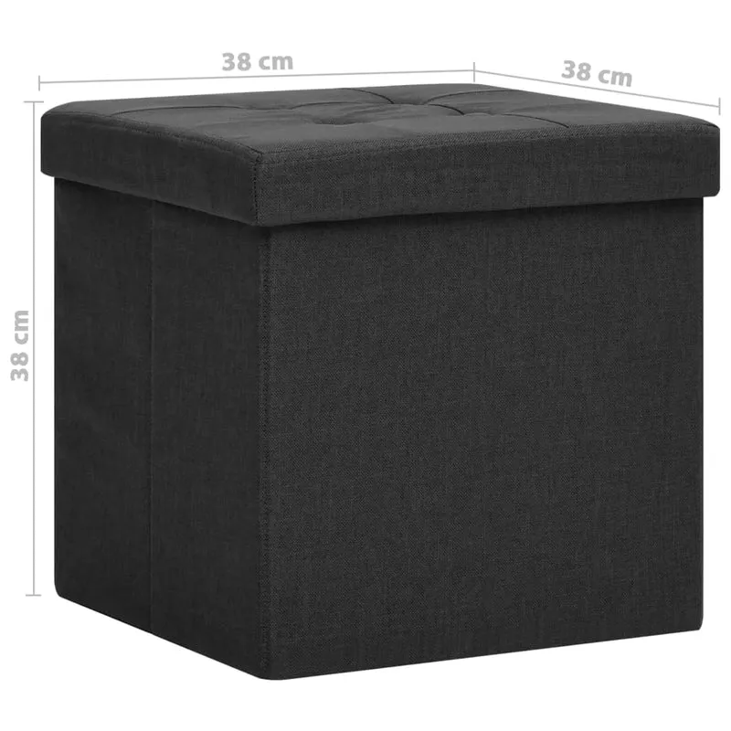 Tabouret assise pouf de rangement 38 x 38 x 38 cm pliable en tissu noir DEC026351