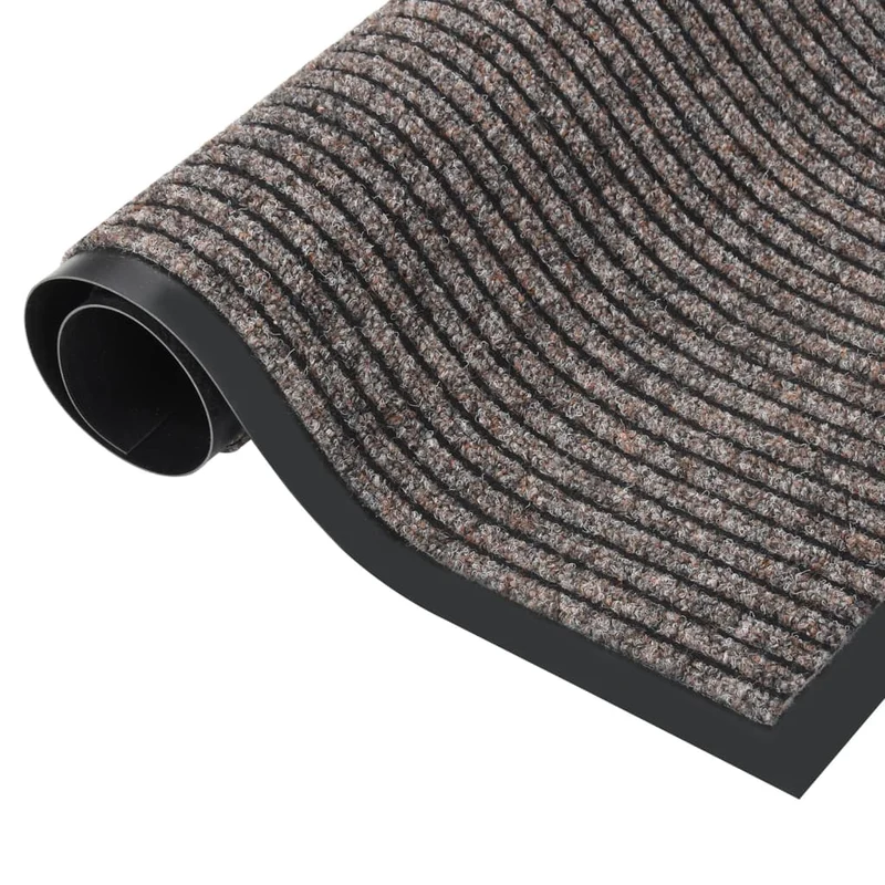 Paillasson de porte d'entrée rayé beige 60 x 80 cm bordure noire support en vinyle antidérapant DEC040638