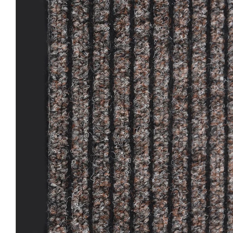 Paillasson de porte d'entrée rayé beige 60 x 80 cm bordure noire support en vinyle antidérapant DEC040638