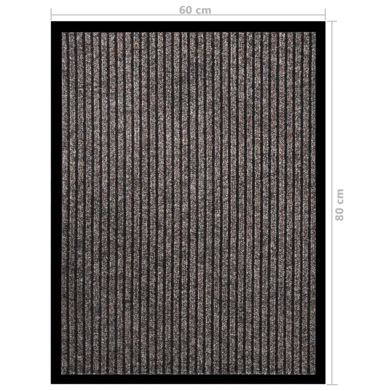 Paillasson de porte d'entrée rayé beige 60 x 80 cm bordure noire support en vinyle antidérapant DEC040638