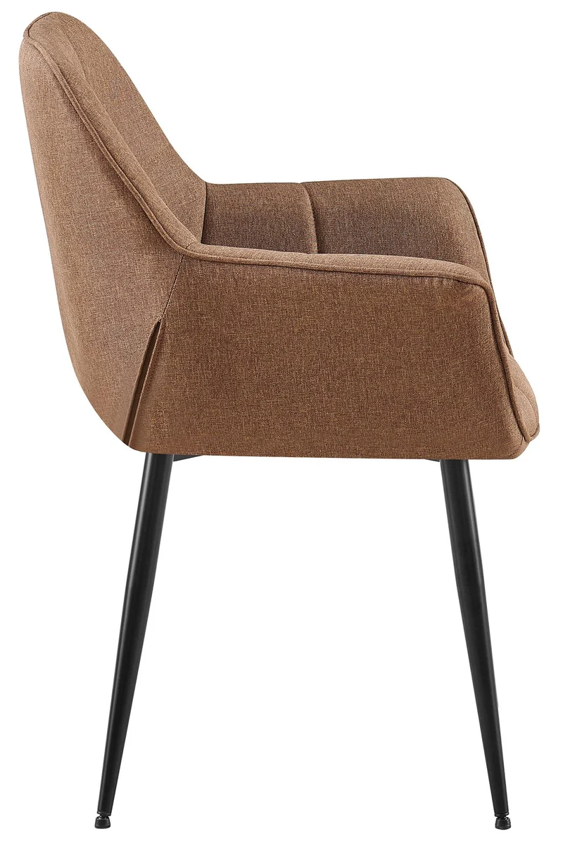 Chaise avec accoudoirs en velours matelassé taupe structure métallique noir confort premium 10_0007687
