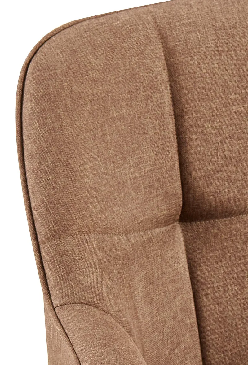 Chaise avec accoudoirs en velours matelassé taupe structure métallique noir confort premium 10_0007687