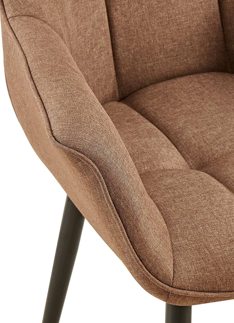 Chaise avec accoudoirs en velours matelassé taupe structure métallique noir confort premium 10_0007687