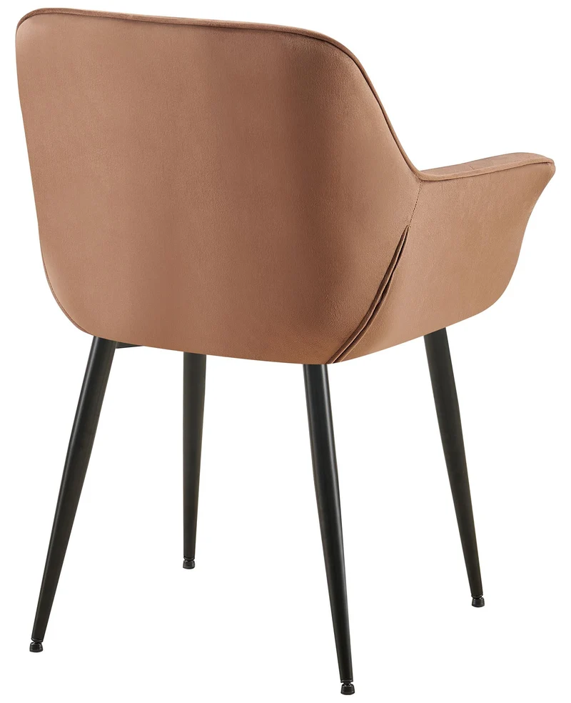 Chaise avec accoudoirs en velours matelassé marron structure métallique noir confort premium 10_0007672