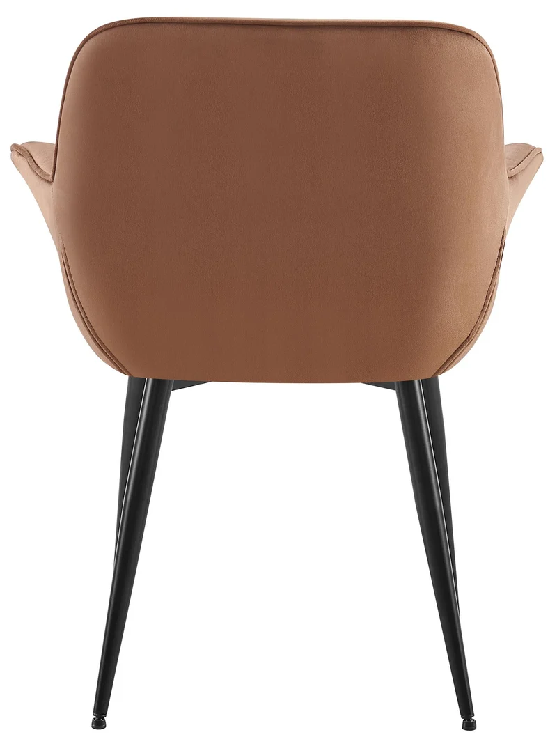 Chaise avec accoudoirs en velours matelassé marron structure métallique noir confort premium 10_0007672