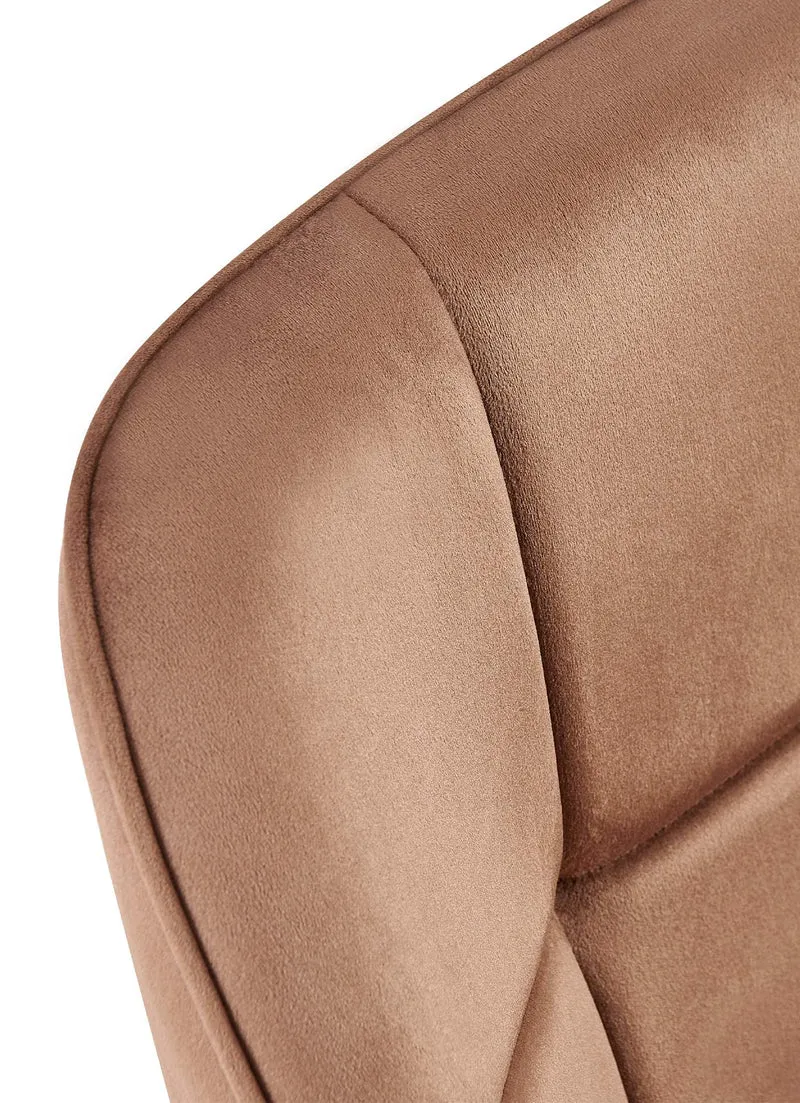 Chaise avec accoudoirs en velours matelassé marron structure métallique noir confort premium 10_0007672