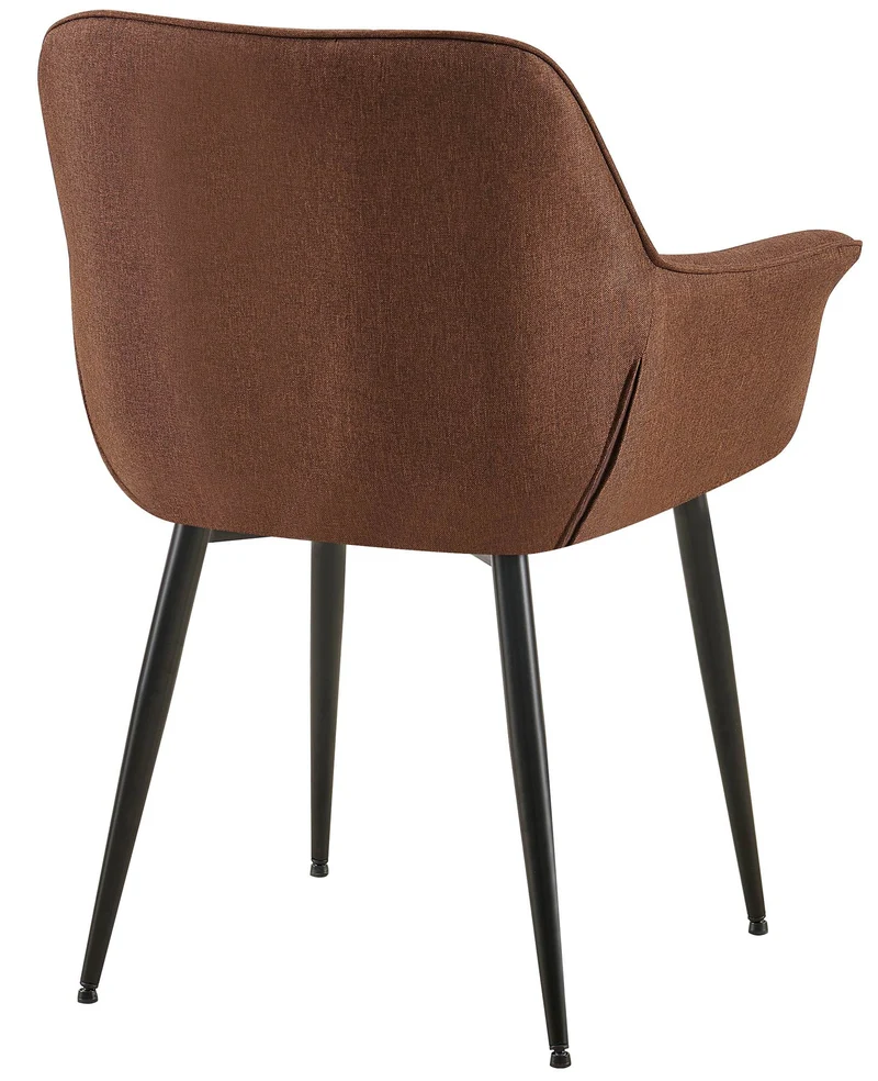 Chaise avec accoudoirs en tissu matelassé marron structure métallique noir confort premium 10_0007590