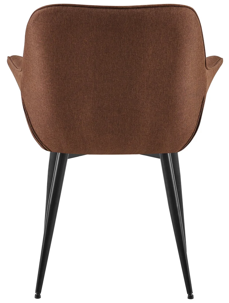 Chaise avec accoudoirs en tissu matelassé marron structure métallique noir confort premium 10_0007590