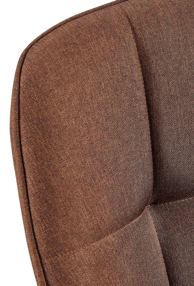 Chaise avec accoudoirs en tissu matelassé marron structure métallique noir confort premium 10_0007590