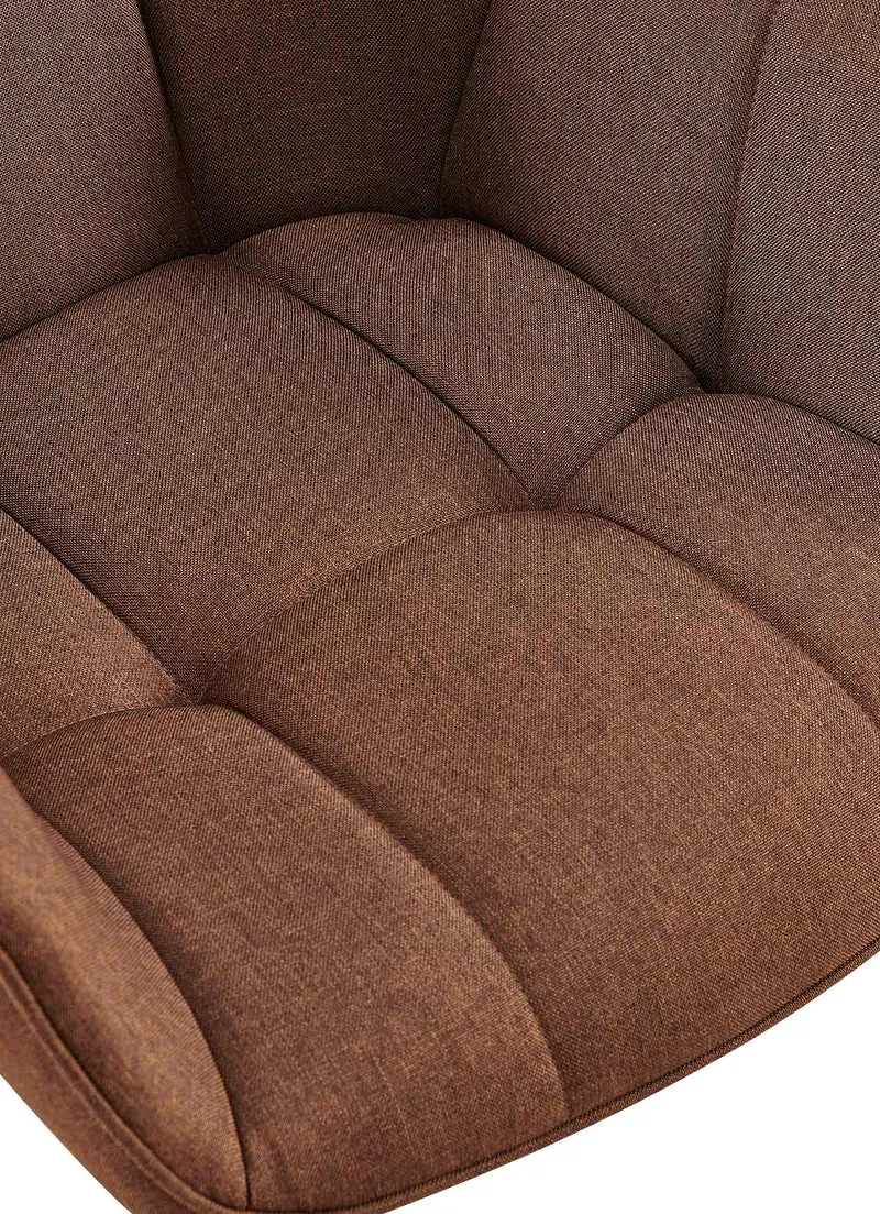 Chaise avec accoudoirs en tissu matelassé marron structure métallique noir confort premium 10_0007590