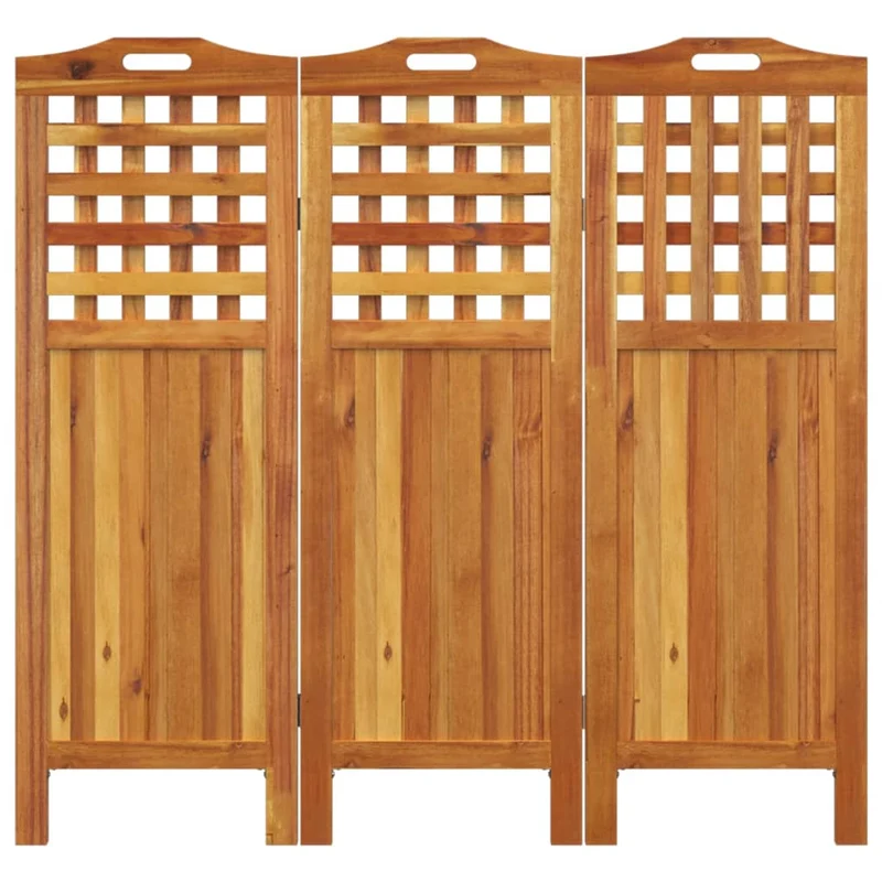 Paravent séparateur de pièce cloison 3 panneaux hauteur 115 cm 121,5 x 2 x 115 cm bois d'acacia marron DEC030717