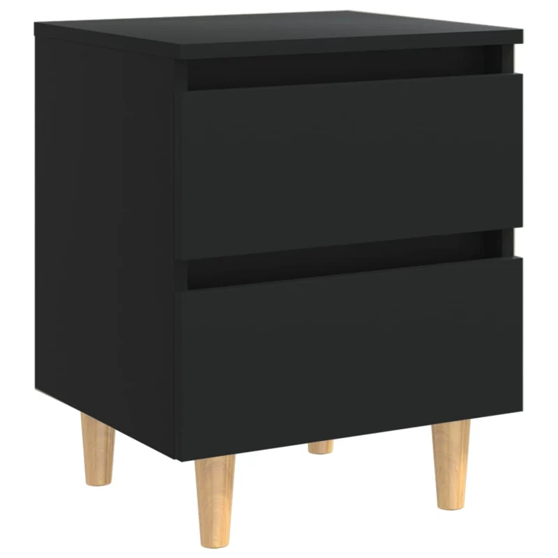 Lot de 2 tables de chevet avec deux tiroirs 40 x 35 x 50 cm bois d'ingénierie noir DEC035958