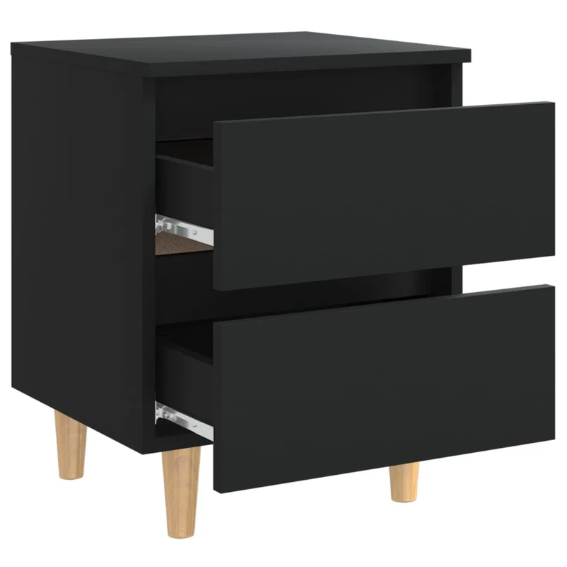 Lot de 2 tables de chevet avec deux tiroirs 40 x 35 x 50 cm bois d'ingénierie noir DEC035958