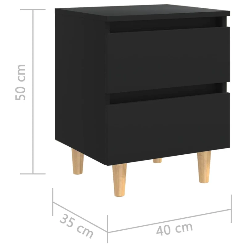 Lot de 2 tables de chevet avec deux tiroirs 40 x 35 x 50 cm bois d'ingénierie noir DEC035958