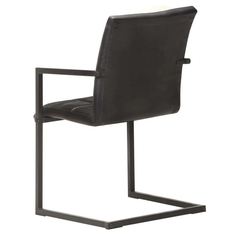 Lot de 4 chaises de salle à manger cuisine cantilever design rétro cuir véritable noir CDS021416