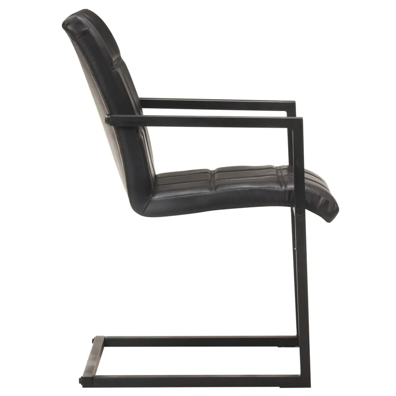 Lot de 4 chaises de salle à manger cuisine cantilever design rétro cuir véritable noir CDS021416