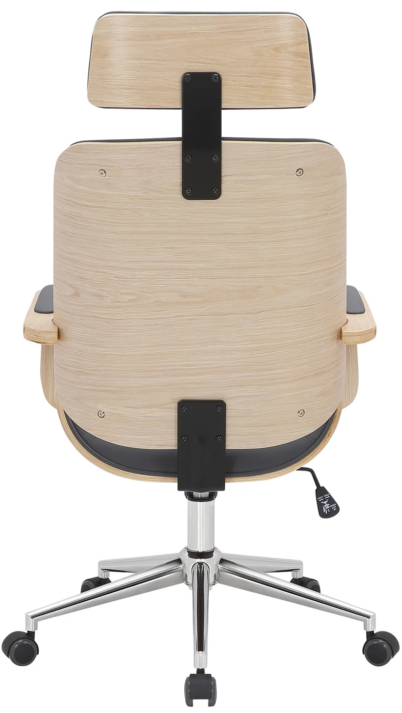 Fauteuil de bureau rétro-chic – Confort et style intemporel assise en PVC gris cadre en métal et bois couleur bois 10_0006980