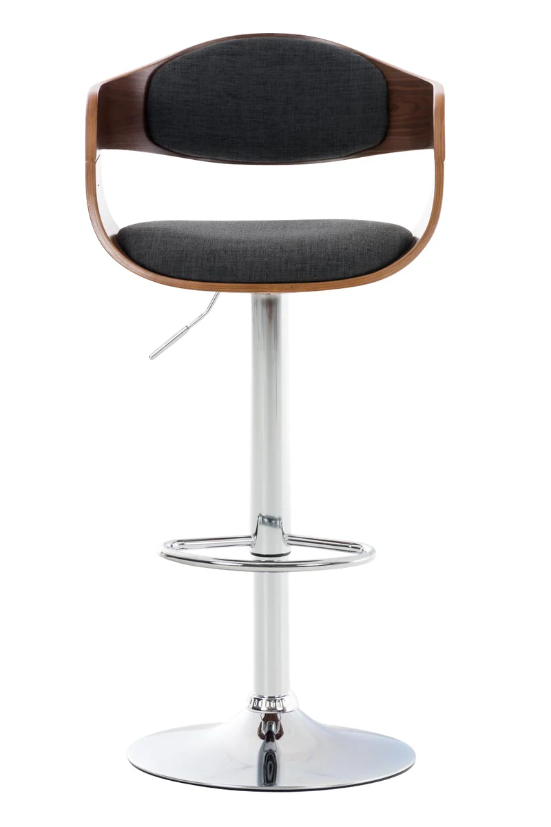 Lot de 2 tabourets de bar design scandinave en tissu gris foncé et structure en bois couleur noyer 10_0004251