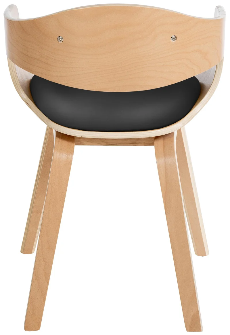 Lot de 2 chaises de salle à manger bureau design retro en PVC noir structure en bois clair 10_0001715