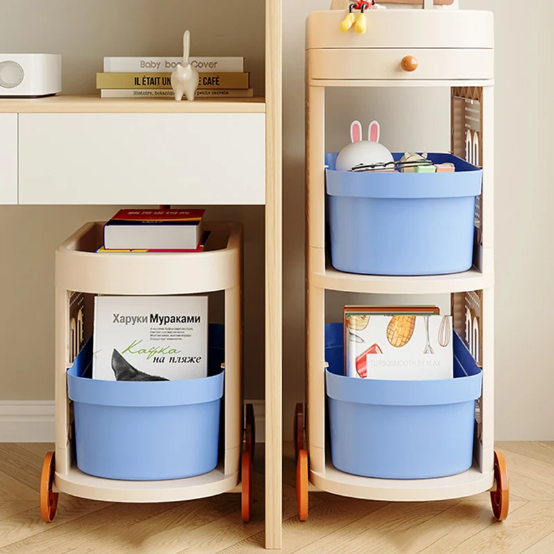 Contemporary Creative Plastic Round Oval Storage Shelf With 2/3 Shelves For Living Room
