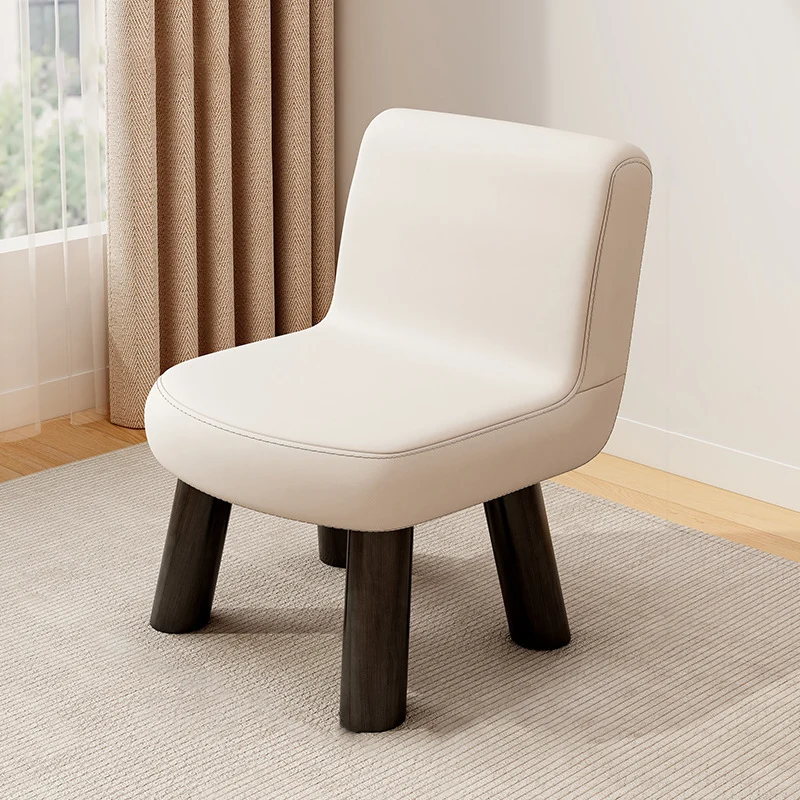 Contemporary Scandinavian Square High-Quality Faux Leather Pine Wood Backrest Kids Low Stool For Living Room