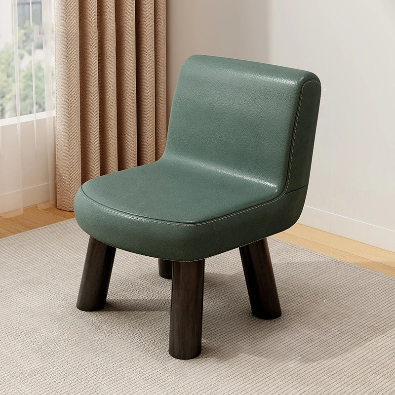 Contemporary Scandinavian Square High-Quality Faux Leather Pine Wood Backrest Kids Low Stool For Living Room