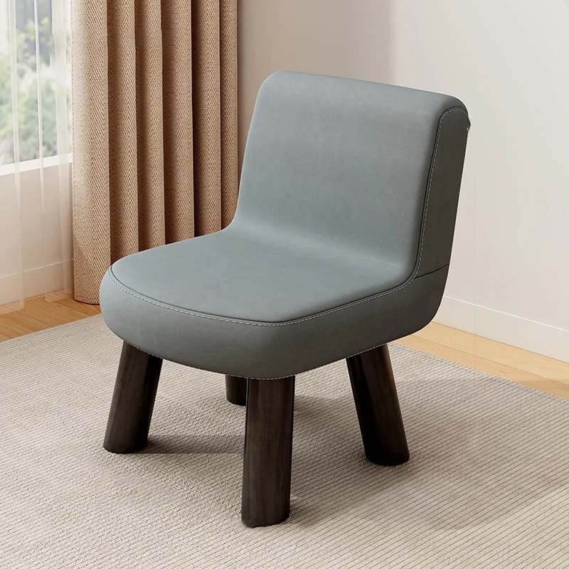 Contemporary Scandinavian Square High-Quality Faux Leather Pine Wood Backrest Kids Low Stool For Living Room