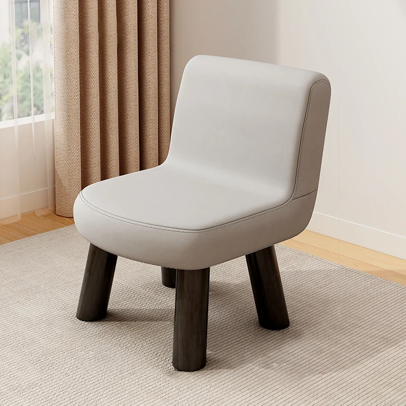 Contemporary Scandinavian Square High-Quality Faux Leather Pine Wood Backrest Kids Low Stool For Living Room