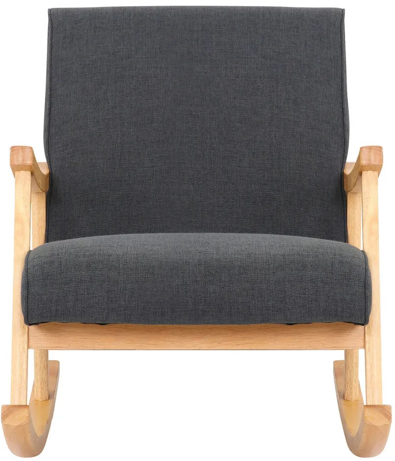 Fauteuil à bascule en tissu gris foncé design scandinave moderne pieds en bois FAB10088