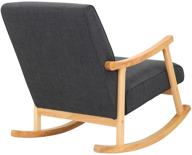 Fauteuil à bascule en tissu gris foncé design scandinave moderne pieds en bois FAB10088