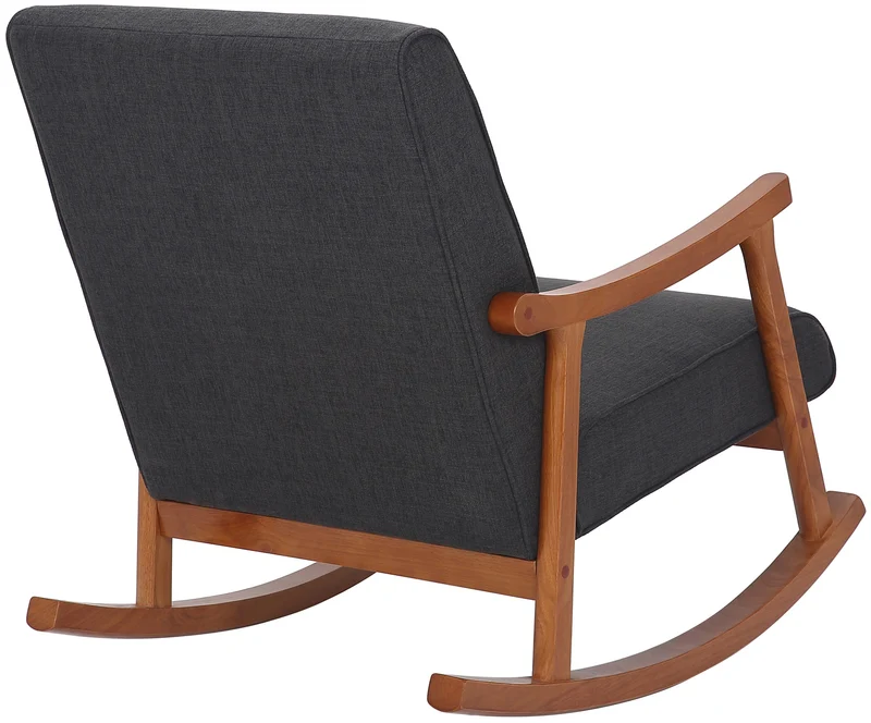 Fauteuil à bascule style rocking chair en tissu gris foncé et pied en bois FAB10068