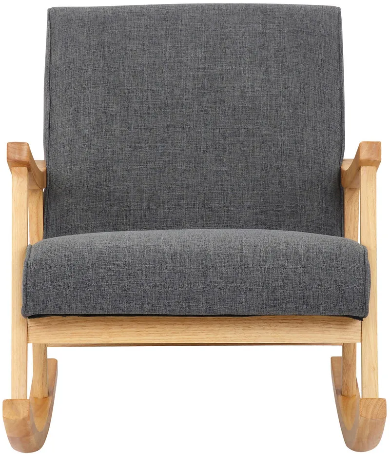 Fauteuil à bascule en tissu gris clair design scandinave moderne pieds en bois FAB10087