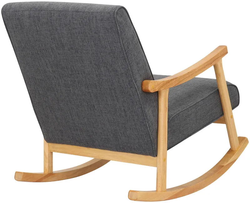 Fauteuil à bascule en tissu gris clair design scandinave moderne pieds en bois FAB10087