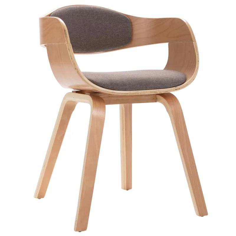 Lot de 2 chaises de salle à manger cuisine design intemporel bois courbé et tissu taupe CDS020273