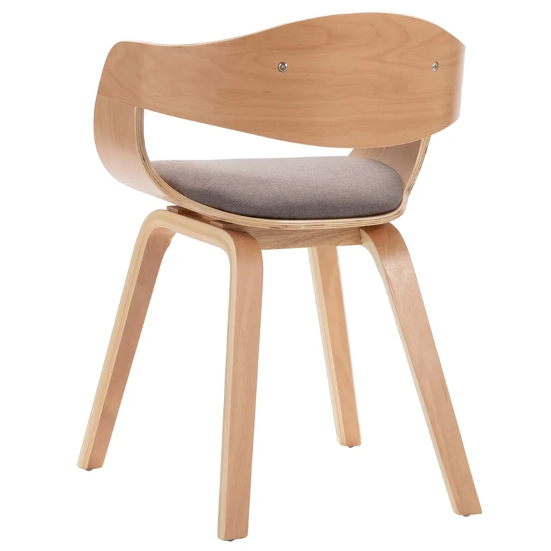Lot de 2 chaises de salle à manger cuisine design intemporel bois courbé et tissu taupe CDS020273