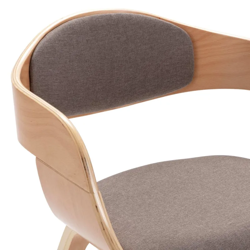 Lot de 2 chaises de salle à manger cuisine design intemporel bois courbé et tissu taupe CDS020273