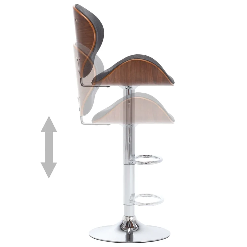 Tabouret de bar x1 chaise haute rétro en tissu gris cadre en bois et métal DEC029497