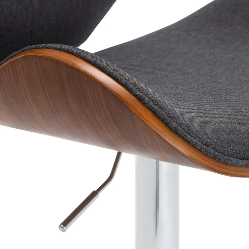 Tabouret de bar x1 chaise haute rétro en tissu gris cadre en bois et métal DEC029497