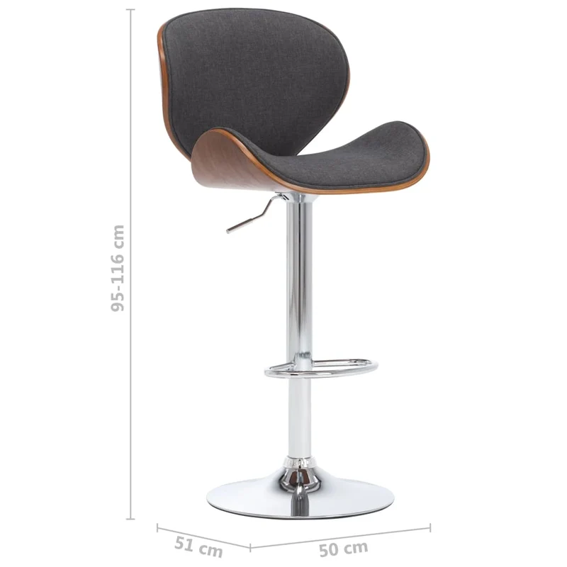 Tabouret de bar x1 chaise haute rétro en tissu gris cadre en bois et métal DEC029497