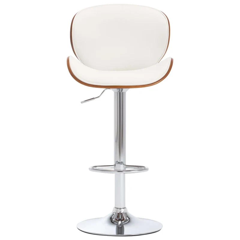Tabouret de bar x1 chaise haute design rétro en PVC blanc bois courbé et métal DEC029447