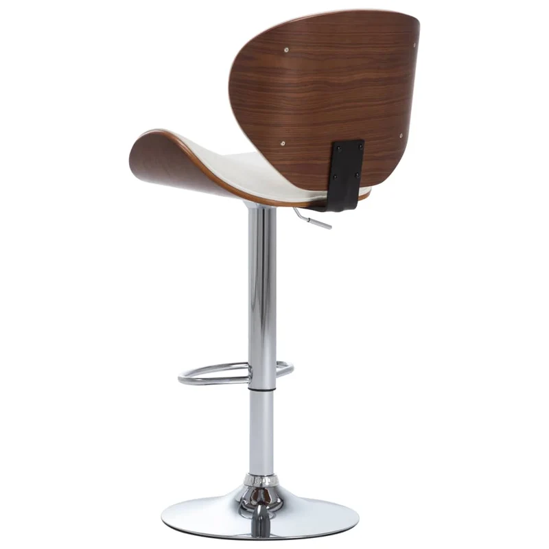 Tabouret de bar x1 chaise haute design rétro en PVC blanc bois courbé et métal DEC029447