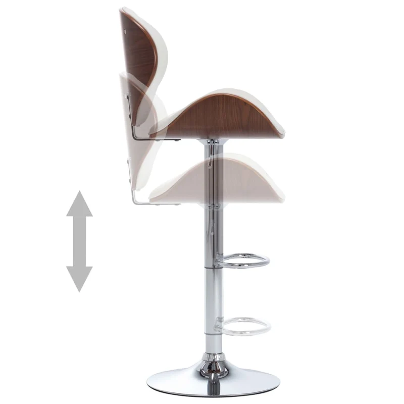 Tabouret de bar x1 chaise haute design rétro en PVC blanc bois courbé et métal DEC029447