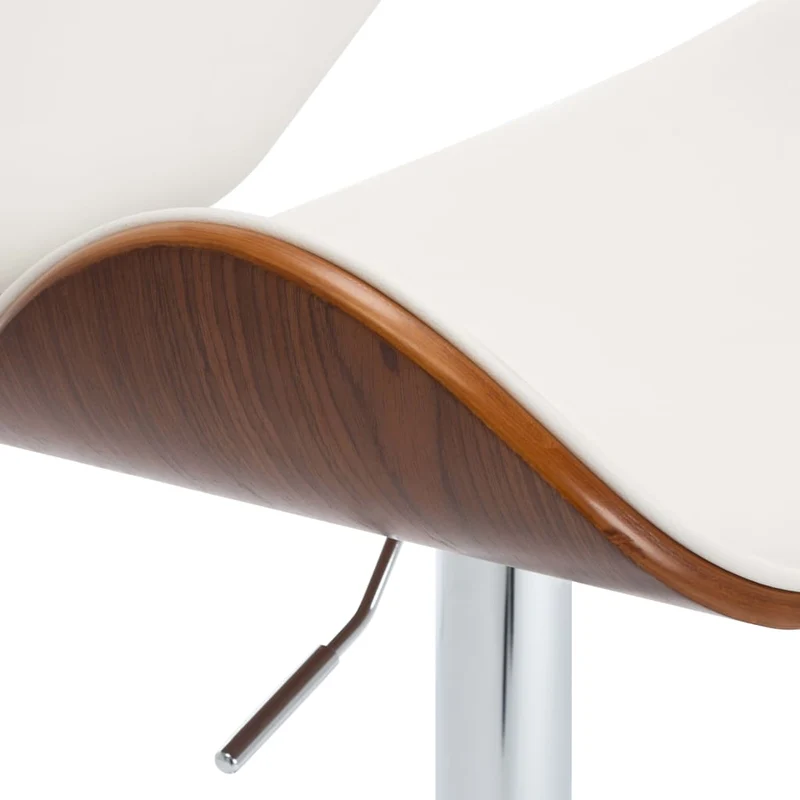 Tabouret de bar x1 chaise haute design rétro en PVC blanc bois courbé et métal DEC029447