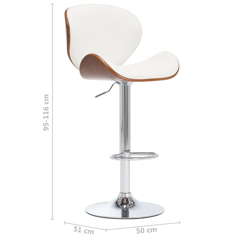 Tabouret de bar x1 chaise haute design rétro en PVC blanc bois courbé et métal DEC029447