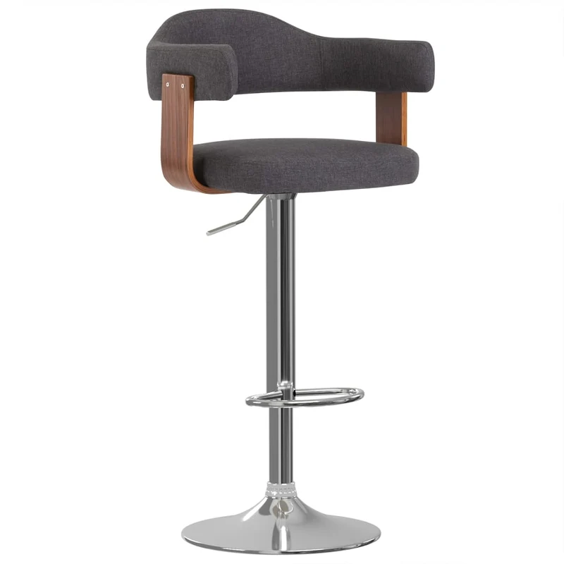 Lot de 2 tabourets de bar chaises hautes rétro en bois courbé et tissu gris DEC029703